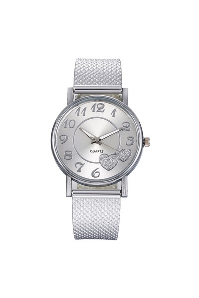GENERAL Women's watch with a round dial and heart pattern