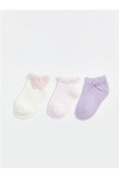 LC Waikiki Ecru Ribbon Detailed Baby Girl Booties Socks 3-Piece Set
