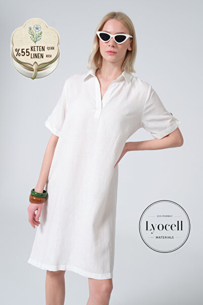 Maule Жіноча сукня середньої довжини з лійоселу (Lyocell) та аполетами @Lena