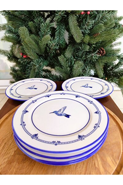 Madame Coco Oiseau 6-Piece Cake Plate Set - Blue/White - 19 cm
