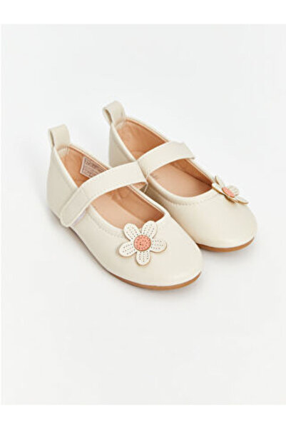 LC Waikiki Beige Leather-Look Baby Girl Ballet Flats