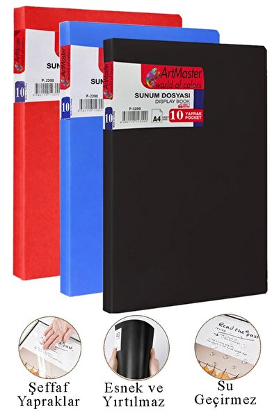 Artlantis Negru Roșu Albastru Dosar de prezentare 10 bucăți 3 pungi Catalog c...