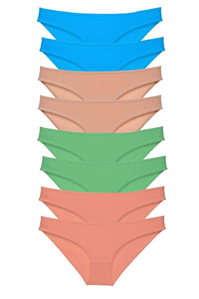 Mestore 8 Pieces Super Eco Set Lycra Women's Slip Panties Skin Powder Green Blue