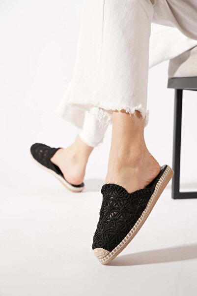 Moda Pie Temasder Floral Braided Women's Slipper Black