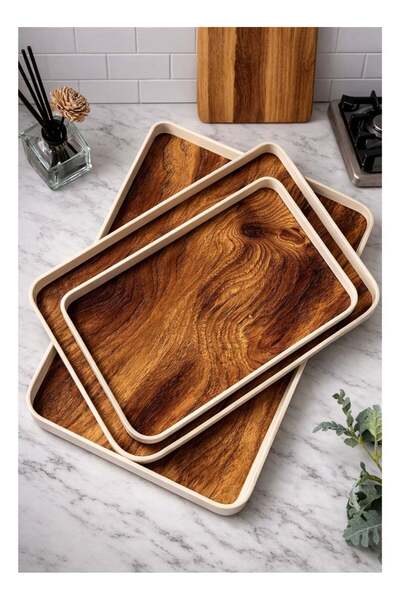 ALMUFARREJ Set of 3 trays for serving tea and coffee