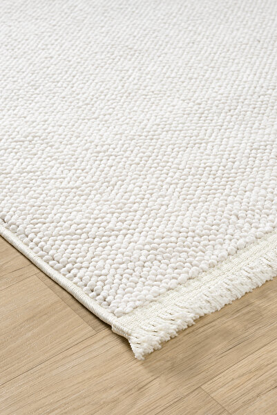 LYKİART HOME Yumuşak Dokulu Beyaz Bukle Modern Yüksek Kalite Jüt Taban Salon ...