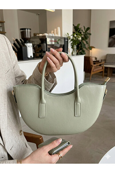 Butik Deri Oval Asimetrik Kesim Çanta