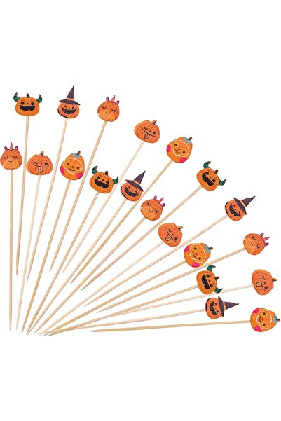 NO BRAND 100 bețișoare de cocktail din lemn, formă de dovleac, 12 cm