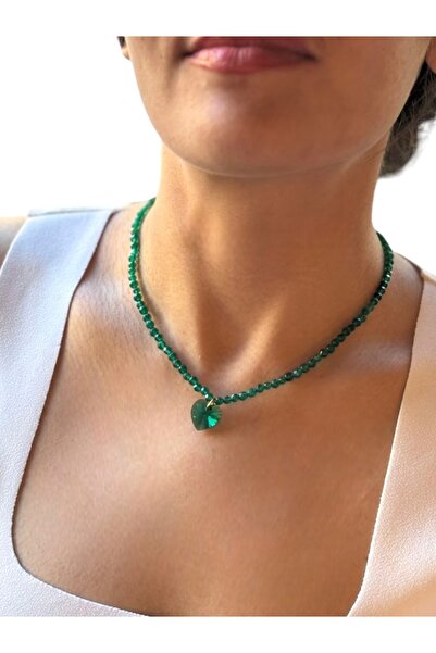 By Saadet Özkanlı Gift for Lover Black Natural Stone Necklace and Steel, Eleg...