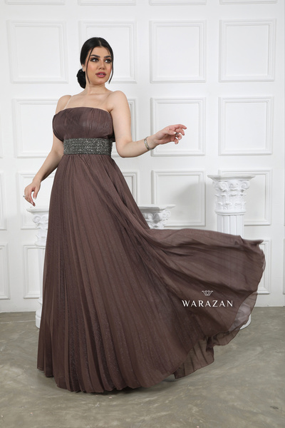Warazan Top pleated dress with sequins at the waist