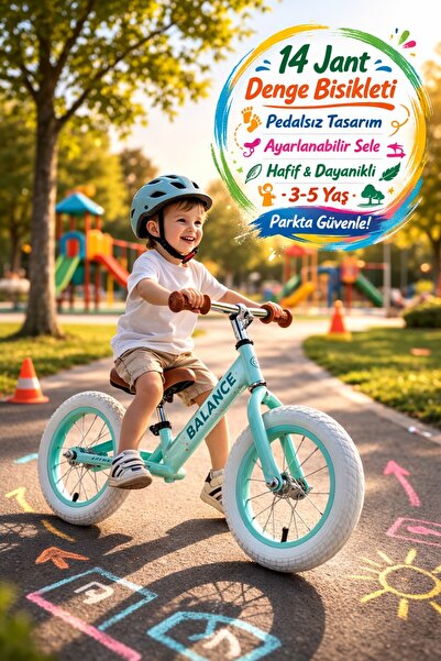 TOYFEST Balance 14 Jant Denge Bisikleti Pedalsız Hafif Çocuk Bisikleti 3-5 Ya...