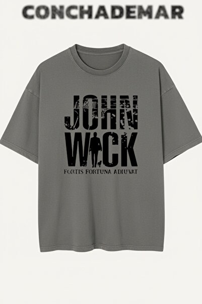 Vordevia تي شيرت جون ويك مطبوع بريميوم كبير الحجم مكون من قطن قطع