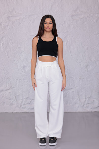 happinice Ψηλόμεσο παντελόνι με φαρδιά μπατζάκια, κλείσιμο με βέλκρο, άνετη ε...