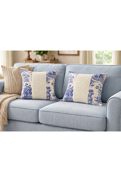 Diva Home قطعتان من غطاء الوسادة بنمط ريفي فرنسي و وبري قطعة من غطاء الوسادة ...