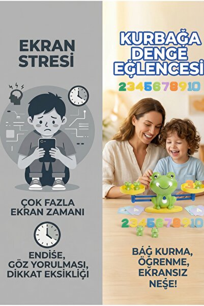 BBSKY Montessori Matematik Dengesi Kurbağalı Terazi - Eğitici Sayı Sayma ve Zeka Gelişim Oyunu