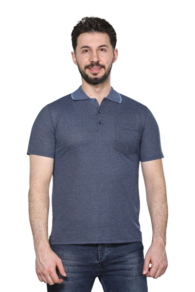 HEDEFNUR TEKSTİL تي شيرت رجالي للآباء ومنتصف العمر بياقة بجيوب موديل نقشة جاك...