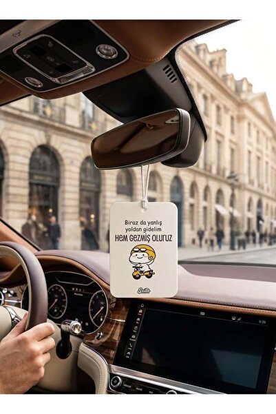 Rasa Yazılı Tasarım Araç Kokusu - Sevimli İllüstrasyonlu Dikiz Aynası Asma Koku