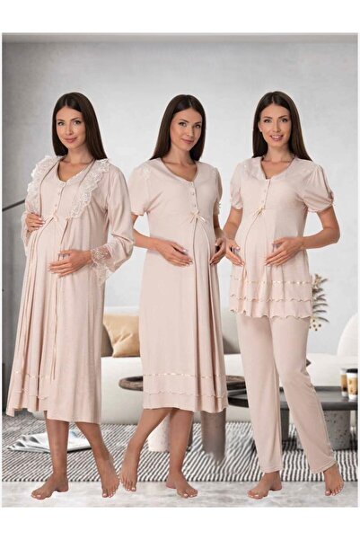 Lohusa Homewear Women's Mink Short Sleeve Lace Detailed Summer Stylish Matern...