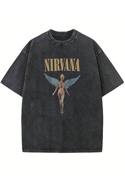 Vordevia Nirvana Printed Washable Oversize T-Shirt Unisex Vintage Comfortable...