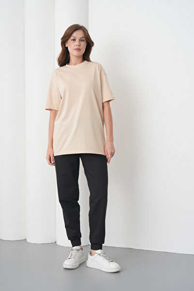 caddekombin Γυναικείο Μπεζ-Μαύρο Σετ Βαμβάκι τεμαχίων με λαιμόκοψη ποδηλάτου ...