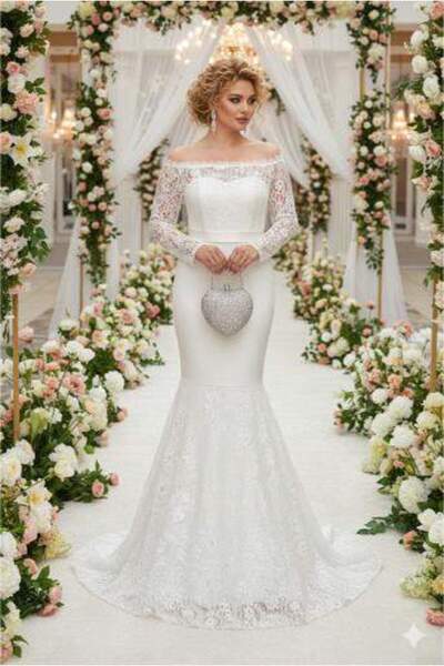 angelino butik Büyük Beden Güpür Dantel Yaka Lastikli Ayarlanabilir Balık Nik...