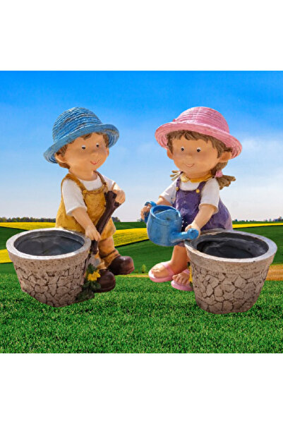 merland benvecocuk Sevimli Çocuklar Saksı Biblo Seti – Deniz Temalı Dekoratif...