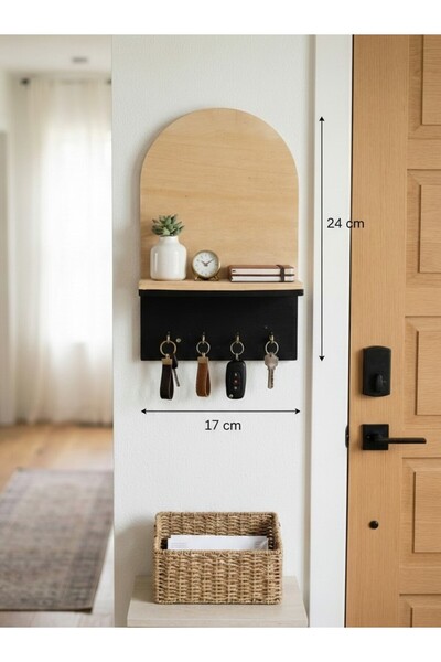 Trend Kitchen Fioren Modern Decorative Wood Keychain and Wall Shelf
