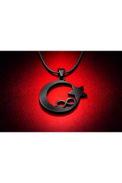 voyageaccessory Black Stainless Steel Black Moon Star Infinity Necklace