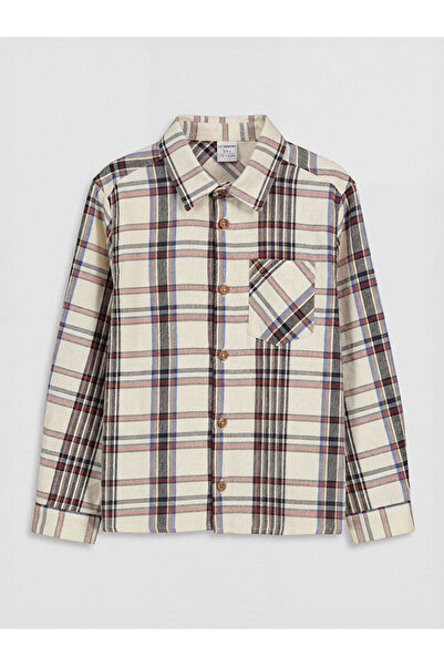 LC Waikiki Lcw Baby Beige Plaid Boy's Shirt