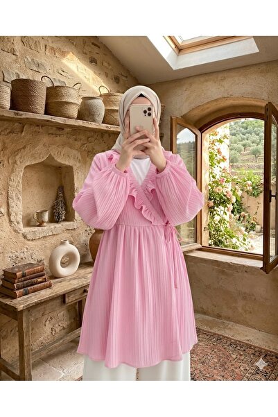 bellura Fırfırlı Önü Bağcıklı Lastikli Kimono