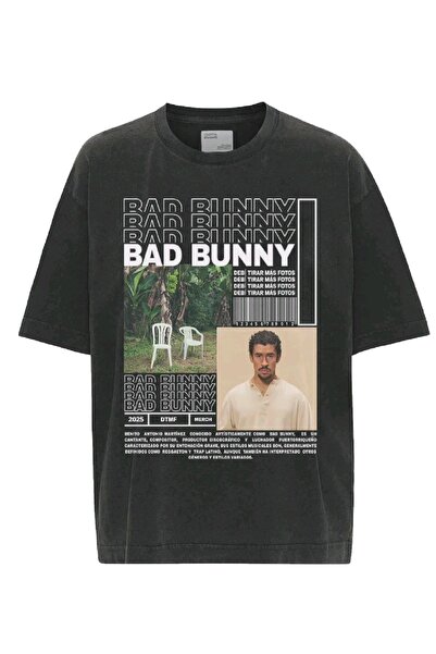 Vordevia Μπλουζάκι Bad Bunny με τύπωμα Washable oversized Unisex Vintage Άνετ...