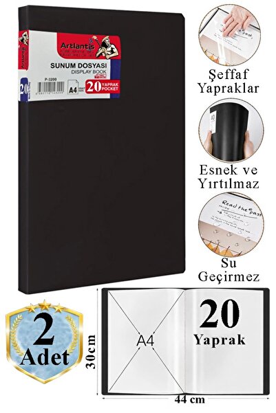 Artlantis Dosar negru pentru prezentări, 20 de pungi, 2 bucăți, catalog cu pu...