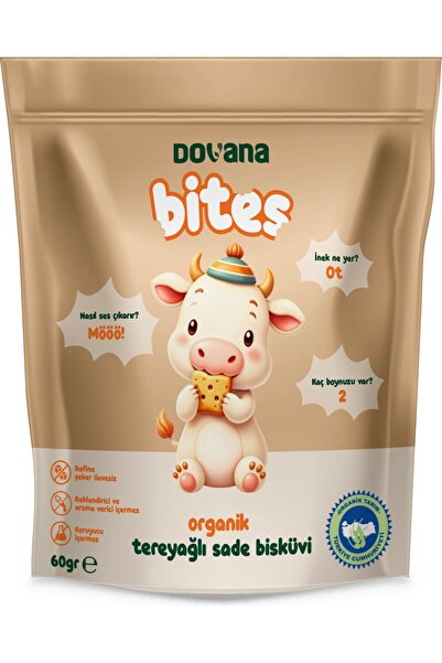 DOVANA Bites Organik Sade Tereyağlı Bisküvi