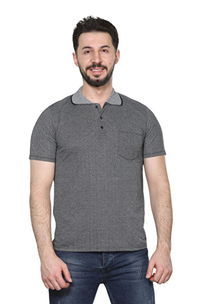 HEDEFNUR TEKSTİL تي شيرت رجالي للآباء ومنتصف العمر بياقة بجيوب موديل نقشة جاك...