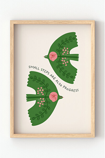 MIOVI WORKS Küçük Adımlar da İlerlemedir | Çerçeveli Poster Minimal Kuş Motiv...