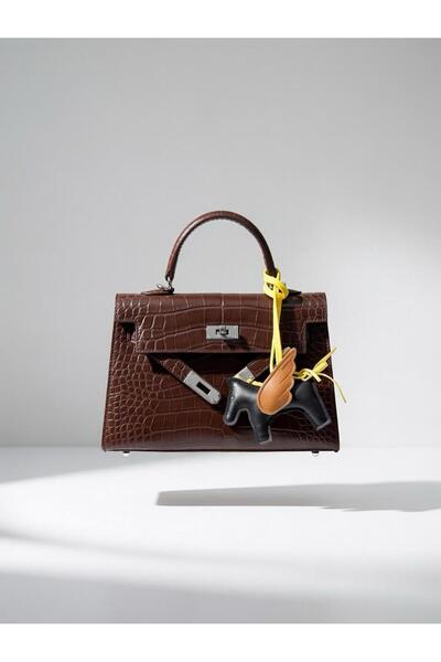 GENERAL Luxury Clutch Bag with crocodile-embossed Leather and winged horse ac...