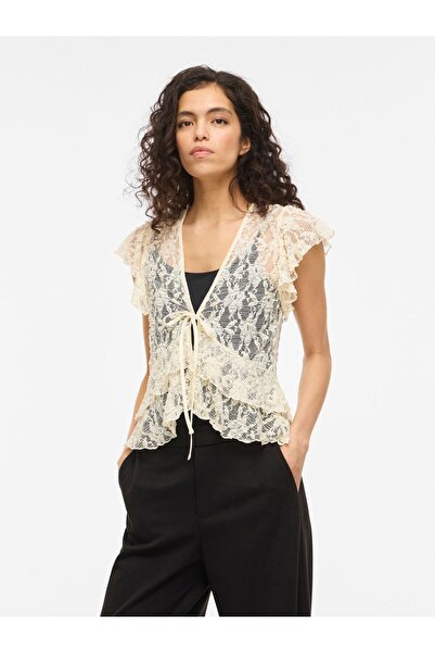 VILA Oberteil mit kurzen Ärmeln VISABI V-Ausschnitt