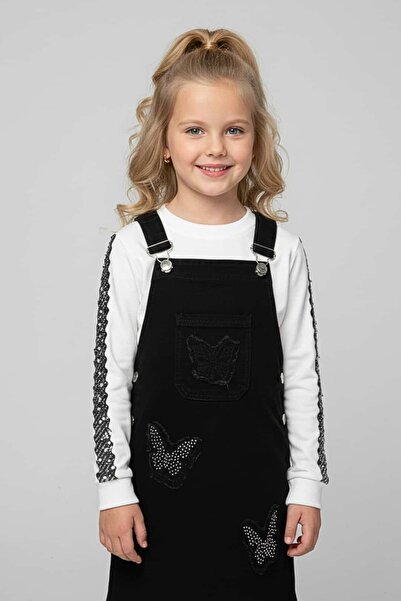zubi kids Kelebekli Kot Salopet Set (7-10 Yaş)