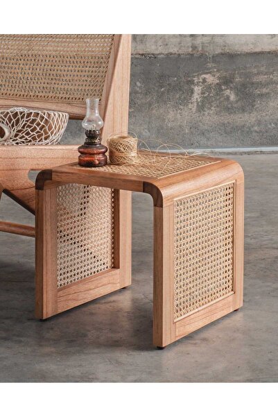 Creawood Rivona Bohem Küp Yan Sehpa – Masif & Rattan