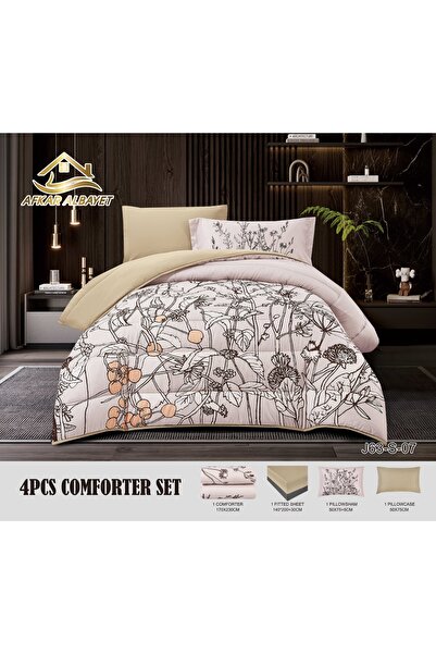 Afkar Albayet Single and a half summer bedspread, 4 pieces, floral pattern, m...