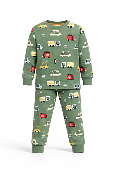 CQCQ Dečački zeleni pidžama set sa automobilom 100% pamuk dela