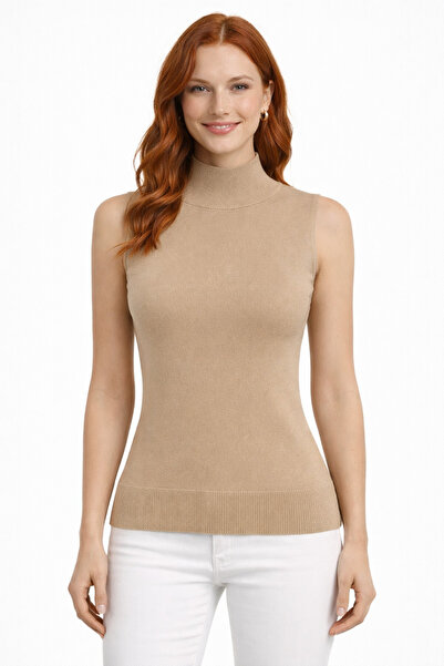 Neden Tekstil Beige Turtleneck Knitwear Sweater Blouse