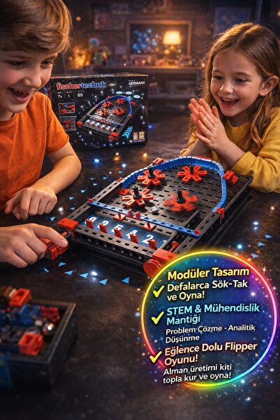 TOYFEST Fischertechnik 89 Parça Advanced Pinball Flipper Yapı Seti 7+ Yaş Mad...