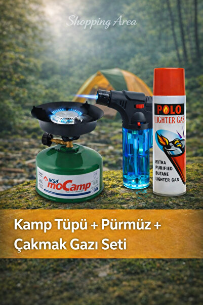 Shopping Area Kamp Tüpü , Pürmüz ve Polo Çakmak Gazı 3'lü Set (Kamp Seti)