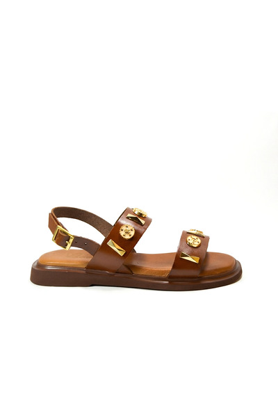Beety 112.352 Genuine Leather Brown Stone Women's Bodrum Sandals