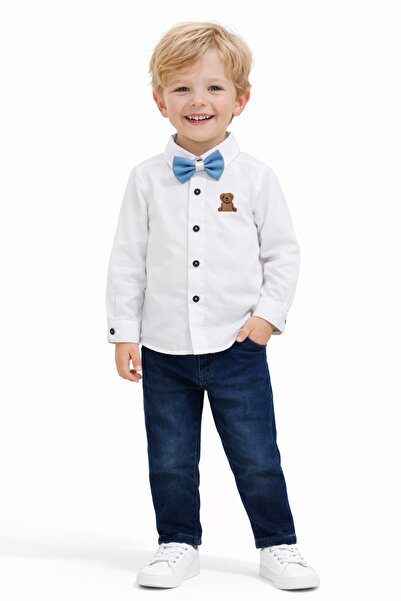beboys Boy's Holiday Shirt, Jeans, Bow Tie Set