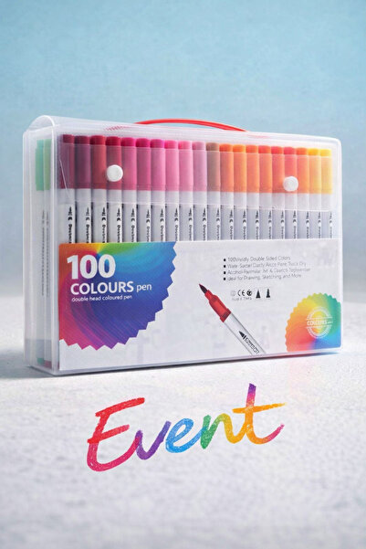 EVENT Çift Taraflı Akrilik Marker Kalemi 100'lü Set Canlı Renkler, Çift Uçlu,...