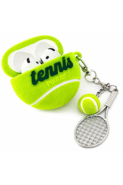 OEM AirPods 4 Silicone Case Tennis Ball with Racket Keychain , Anti-Shock Pro...