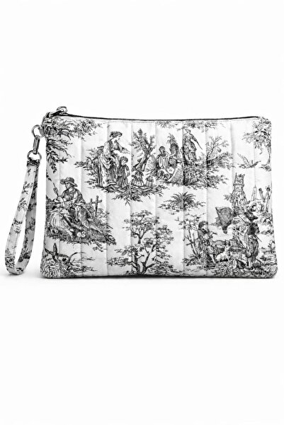 MONAAR Toile de Jouy Clutch Portföy Çanta Tablet Uyumlu