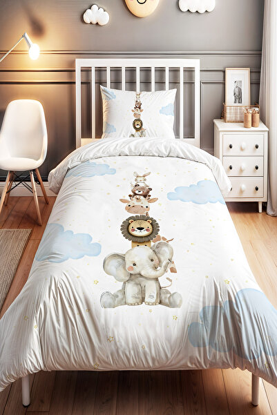 EVPANYA مجموعة غطاء لحاف الأطفال من ليتل فريندز تاور منقوش مفرد